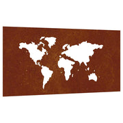 Vidaxl wanddecoratie tuin wereldkaartontwerp 105x55 cm cortenstaal - afbeelding 2