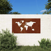Vidaxl wanddecoratie tuin wereldkaartontwerp 105x55 cm cortenstaal - afbeelding 1