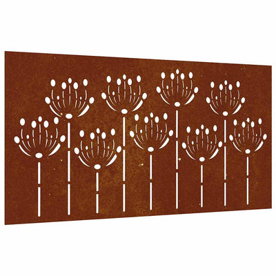 Vidaxl wanddecoratie tuin bloemenontwerp 105x55 cm cortenstaal