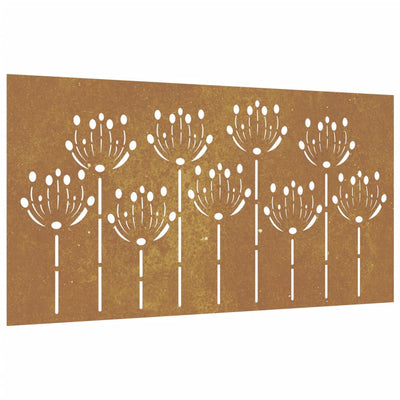 Vidaxl wanddecoratie tuin bloemenontwerp 105x55 cm cortenstaal