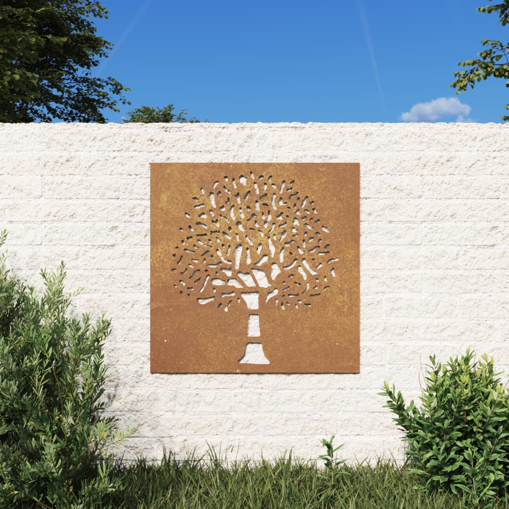 Vidaxl wanddecoratie tuin boomontwerp 55x55 cm cortenstaal