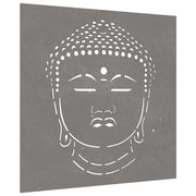 Vidaxl wanddecoratie tuin boeddhahoofd-ontwerp 55x55 cm cortenstaal - afbeelding 3