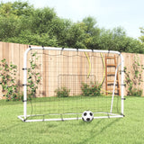Vidaxl voetbalrebounder 184x61x123 cm staal en pe wit en zwart - afbeelding 1