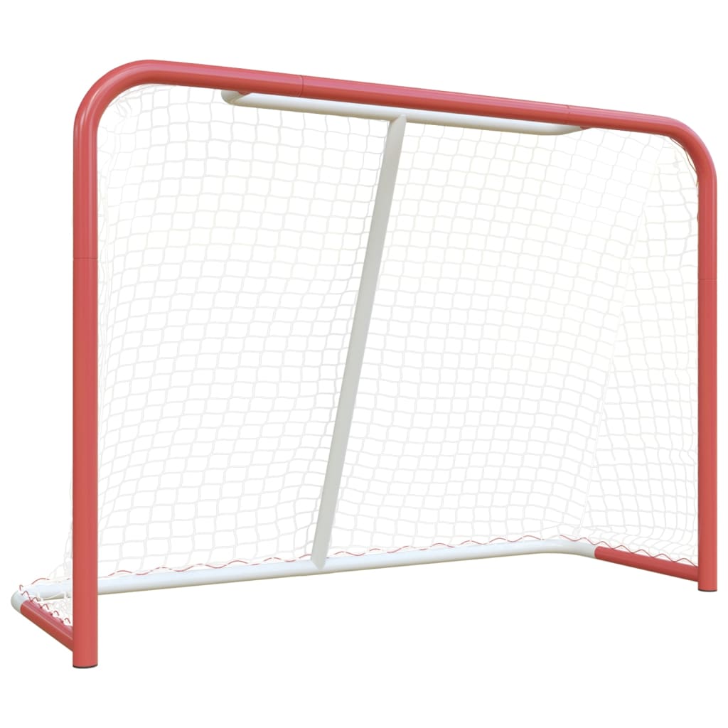 Vidaxl hockeydoel met net 153x60x118 cm staal en polyester rood en wit