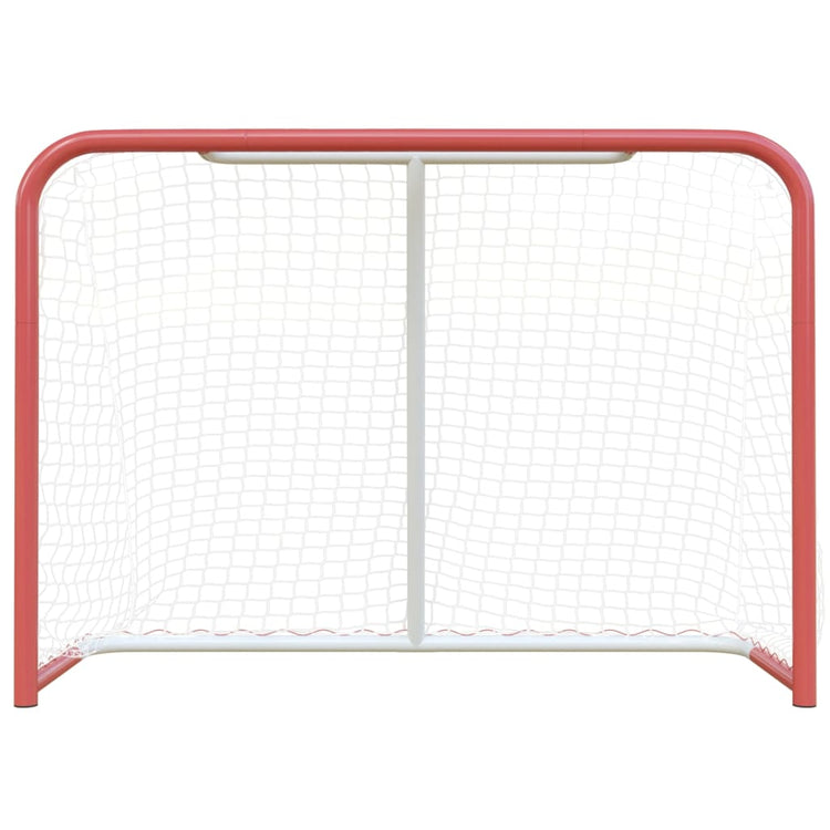 Vidaxl hockeydoel met net 153x60x118 cm staal en polyester rood en wit