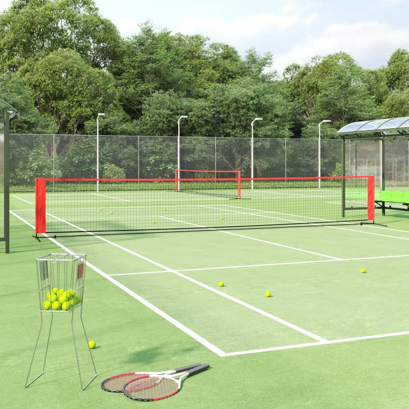 Vidaxl tennisnet 600x100x87 cm polyester zwart en rood