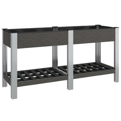 Vidaxl plantenbak verhoogd met schap 150x50x75 cm hkc grijs