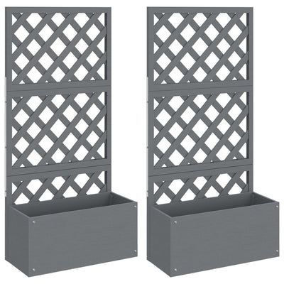 Vidaxl plantenbakken met latwerk 2 st 65x33x135 cm hkc grijs