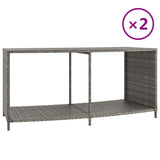 Vidaxl opbergschappen 2 st poly rattan grijs - afbeelding 2