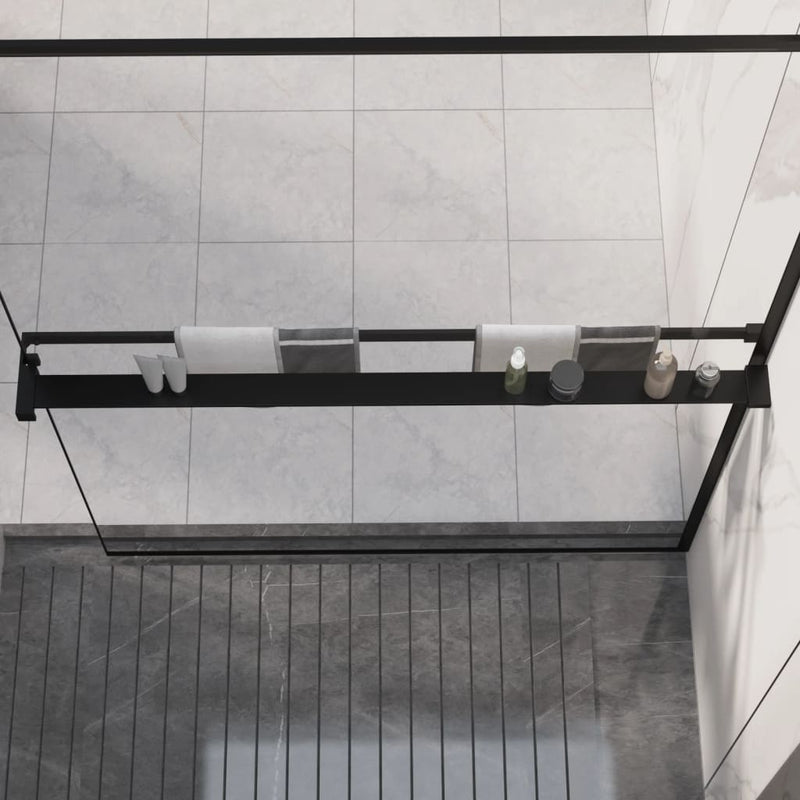 Vidaxl doucheschap voor inloopdouchewand 118 cm aluminium zwart