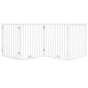 Vidaxl hondenhek met deur opvouwbaar 4 panelen wit 320 cm populierenhout - afbeelding 3