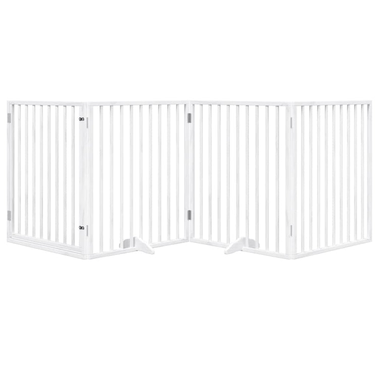 Vidaxl hondenhek met deur opvouwbaar 4 panelen wit 320 cm populierenhout