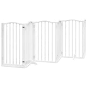 Vidaxl hondenhek inklapbaar met deur 6 panelen 300 cm populierhout wit - afbeelding 2