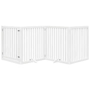 Vidaxl hondenhek inklapbaar met deur 4 panelen 320 cm populierhout wit - afbeelding 3