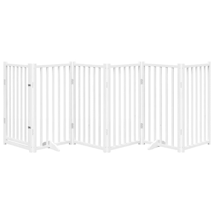 Vidaxl hondenhek inklapbaar 6 panelen 300 cm massief vurenhout wit