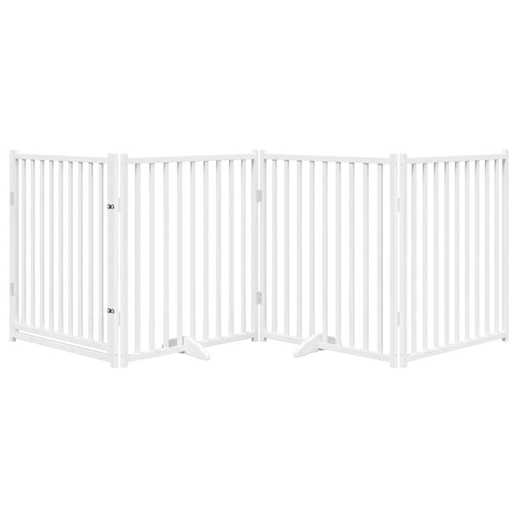 Vidaxl hondenhek inklapbaar 4 panelen 320 cm massief vurenhout wit