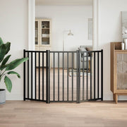Vidaxl hondenhek inklapbaar 3 panelen 150 cm massief vurenhout zwart - afbeelding 3