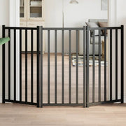 Vidaxl hondenhek inklapbaar 3 panelen 150 cm massief vurenhout zwart - afbeelding 1