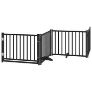 Vidaxl hondenhek inklapbaar 4 panelen 320 cm massief vurenhout zwart - afbeelding 2