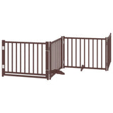 Vidaxl hondenhek inklapbaar 4panelen 320cm massief vurenhout bruin eik - afbeelding 2