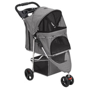 Vidaxl hondenwagen inklapbaar 80x46x98 cm oxford stof grijs - afbeelding 1