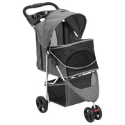 Vidaxl hondenwagen inklapbaar 80x46x98 cm oxford stof grijs - afbeelding 3