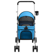 Vidaxl hondenwagen inklapbaar 76x50x100 cm oxford stof blauw - afbeelding 3