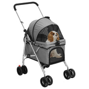 Vidaxl hondenwagen inklapbaar 76x50x100 cm oxford stof grijs - afbeelding 2