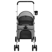 Vidaxl hondenwagen inklapbaar 76x50x100 cm oxford stof grijs - afbeelding 3