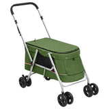 Vidaxl hondenwagen inklapbaar 100x49x96 cm linnenstof groen - afbeelding 1