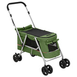 Vidaxl hondenwagen inklapbaar 100x49x96 cm linnenstof groen - afbeelding 2