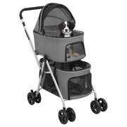 Vidaxl hondenwagen 2-laags inklapbaar 83x48x97 cm oxford stof grijs - afbeelding 2