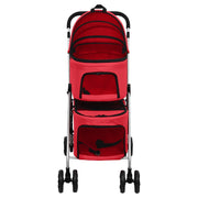 Vidaxl hondenwagen 2-laags inklapbaar 83x48x97 cm oxford stof rood - afbeelding 3