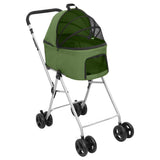 Vidaxl hondenwagen 2-laags inklapbaar 83x48x97 cm oxford stof groen - afbeelding 3