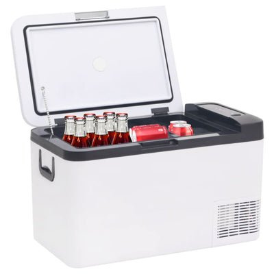 Vidaxl koelbox met handvat en adapter 25 l pp pe zwart en wit