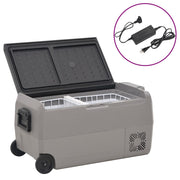 Vidaxl koelbox met wielen en adapter 60 l pp en pe zwart en grijs - afbeelding 1