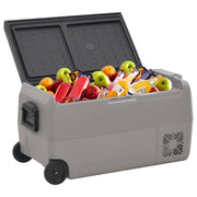 Vidaxl koelbox met wielen en adapter 60 l pp en pe zwart en grijs - afbeelding 2