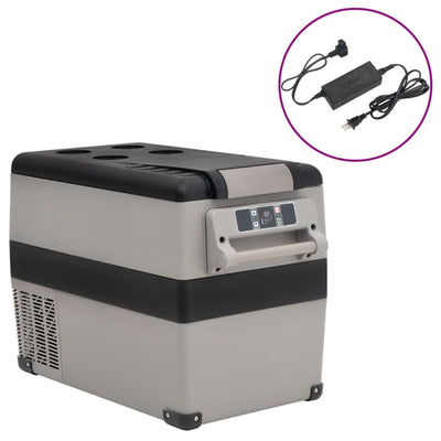 Vidaxl koelbox met handvat en adapter 35 l pp pe zwart en grijs