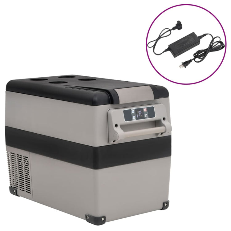 Vidaxl koelbox met handvat en adapter 35 l pp pe zwart en grijs