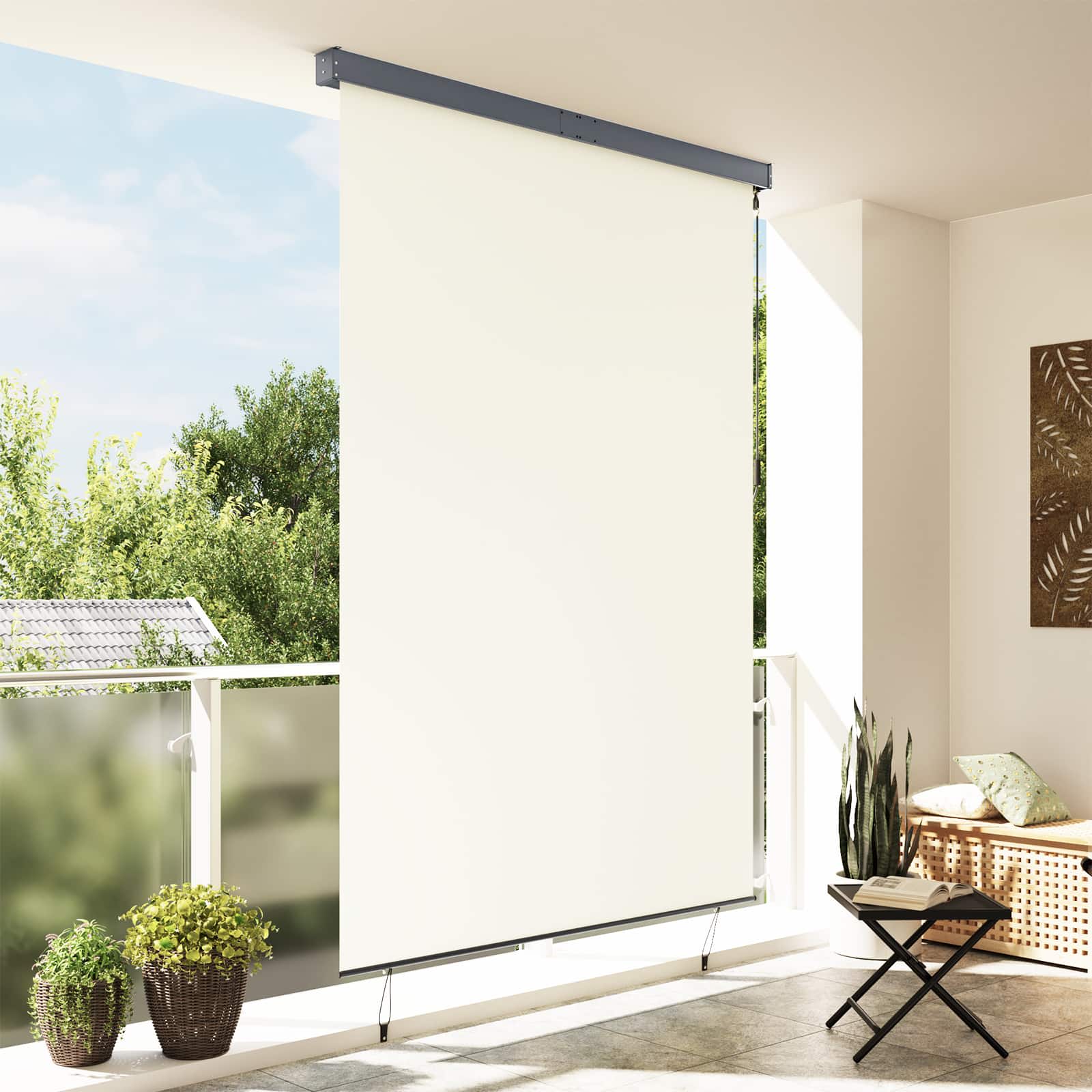 Vidaxl rolgordijn crèmekleurig 180 x 250 cm stof en aluminium