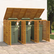 VidaXL Afvalbakberging drievoudig 210x89x117 cm massief acaciahout - afbeelding 1