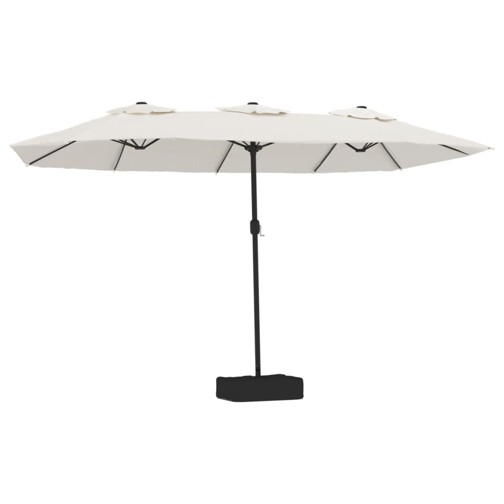 Vidaxl parasol dubbel dak met led 449x265 cm zandwit