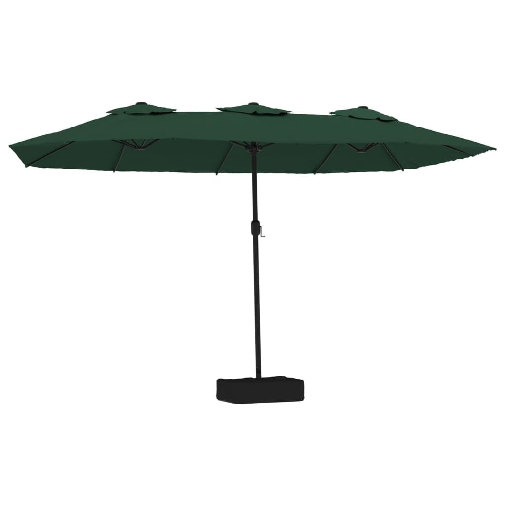 Vidaxl parasol dubbel dak met led 449x265 cm groen