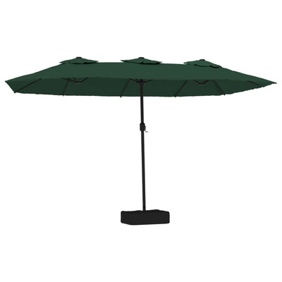 Vidaxl parasol dubbel dak met led 449x265 cm groen