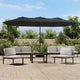 Vidaxl parasol dubbel dak met led 449x265 cm antracietkleurig