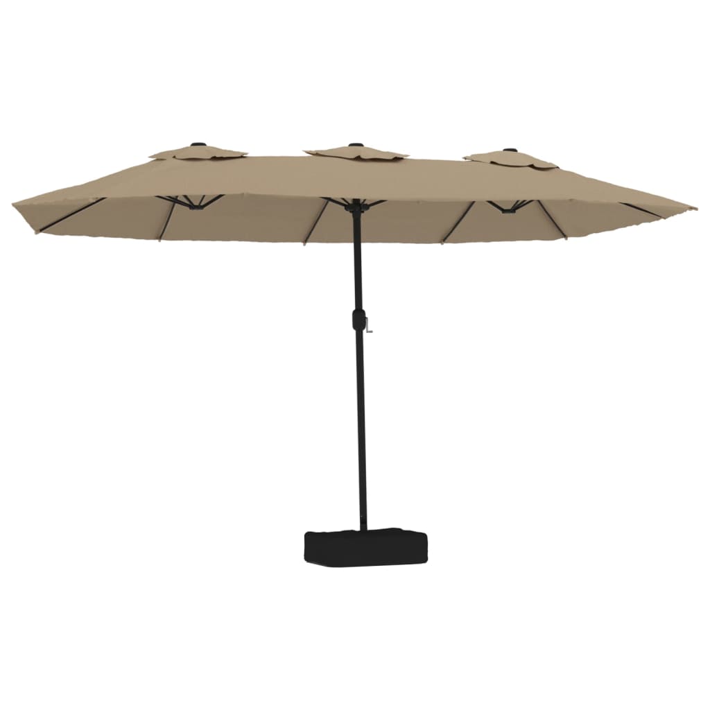 Vidaxl parasol dubbel dak met led 449x265 cm taupe
