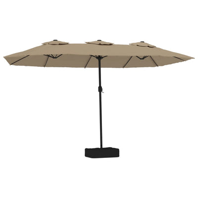 Vidaxl parasol dubbel dak met led 449x265 cm taupe