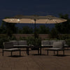 Vidaxl parasol dubbel dak met led 449x265 cm taupe