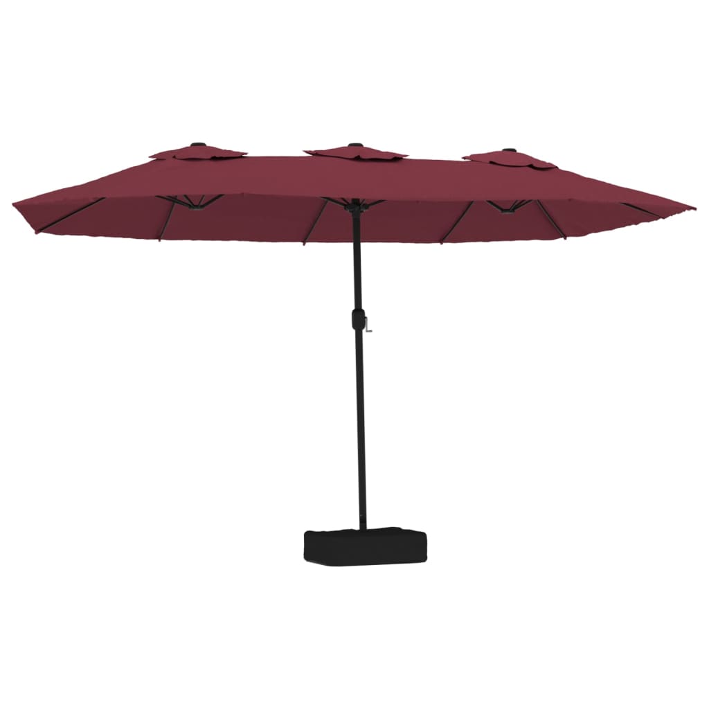 Vidaxl parasol dubbel dak met led 449x265 cm bordeauxrood