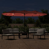 Vidaxl parasol dubbel dak met led 449x265 cm terracottakleurig - afbeelding 3